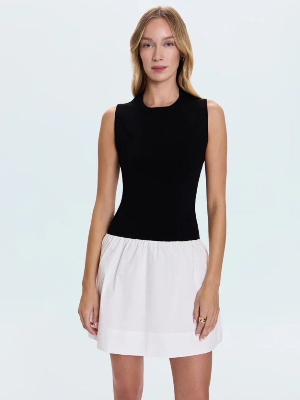 Pistola Black & White Stretch Knit Drop Waist Bubble Dress
